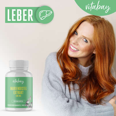 Sie sehen eine Packung Vitabay Mariendistel Extrakt 500 mg Kapseln, Produktbild: 02 Vitabay Mariendistel Extrakt 500 mg Kapseln, A-Nr.: 5878730 - 02