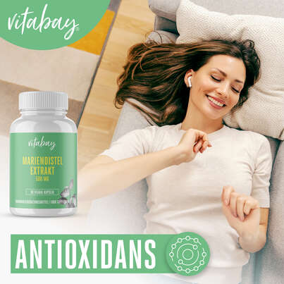Sie sehen eine Packung Vitabay Mariendistel Extrakt mit Artischocke & Löwenzahn Kapseln, Produktbild: 03 Vitabay Mariendistel Extrakt mit Artischocke & Löwenzahn Kapseln, A-Nr.: 5878724 - 03