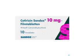 Cetirizin-Sandoz Filmtabl 10mg 10st, A-Nr.: 2456365 - 01