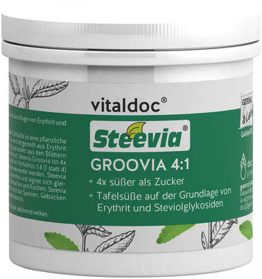 Sie sehen eine Packung vitaldoc® Steevia GROOVIA 4:1, Produktbild: 01 vitaldoc® Steevia GROOVIA 4:1, A-Nr.: 5619856 - 01