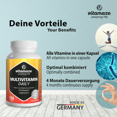 Sie sehen eine Packung Vispura Multivitamin Daily ohne Jod vegetarisch, Produktbild: 02 Vispura Multivitamin Daily ohne Jod vegetarisch, A-Nr.: 5274015 - 02