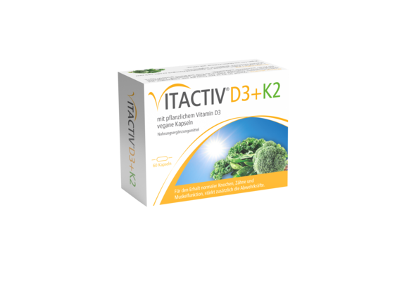 Sie sehen eine Packung VITACTIV® D3+K2, Produktbild: 01 VITACTIV® D3+K2, A-Nr.: 5722034 - 01