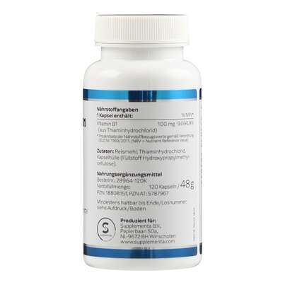 Sie sehen eine Packung Vitamin B1 100 mg Klean Labs Kapseln, Produktbild: 02 Vitamin B1 100 mg Klean Labs Kapseln, A-Nr.: 5787967 - 02