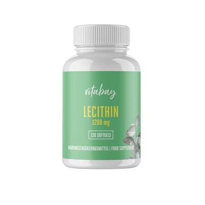 Sie sehen eine Packung Vitabay LECITHIN 1200 mg Weichkapseln, Produktbild: 01 Vitabay LECITHIN 1200 mg Weichkapseln, A-Nr.: 5878316 - 01