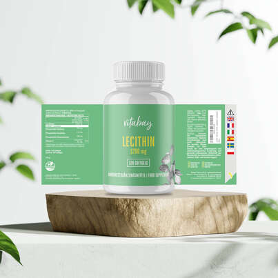 Sie sehen eine Packung Vitabay LECITHIN 1200 mg Weichkapseln, Produktbild: 05 Vitabay LECITHIN 1200 mg Weichkapseln, A-Nr.: 5878316 - 05