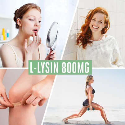 Sie sehen eine Packung Vitabay L-Lysin 800mg Tabletten, Produktbild: 04 Vitabay L-Lysin 800mg Tabletten, A-Nr.: 5878641 - 04