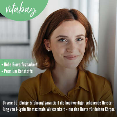 Sie sehen eine Packung Vitabay L-Lysin 800mg Tabletten, Produktbild: 05 Vitabay L-Lysin 800mg Tabletten, A-Nr.: 5878641 - 05
