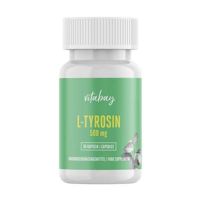 Sie sehen eine Packung Vitabay L-TYROSIN 500 mg Kapseln, Produktbild: 01 Vitabay L-TYROSIN 500 mg Kapseln, A-Nr.: 5878813 - 01